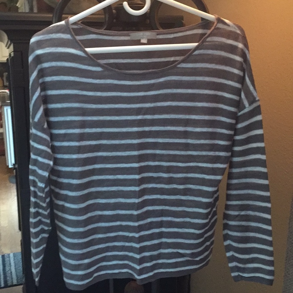 Joan Voss Studio taupe cream stripe sweater size s